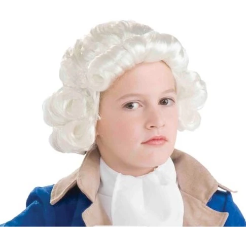 CHILD COLONIAL COSTUME White WIG Kids Boys Historical George Washington Judge