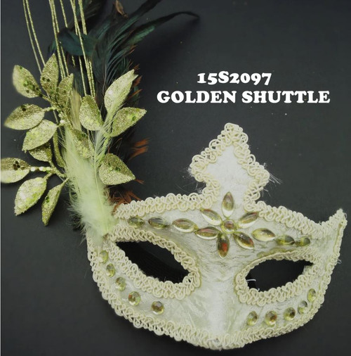 Masquerade Jade Leaf Style w/Gems Mask