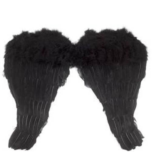 Angel Wings 14" Black Feathers