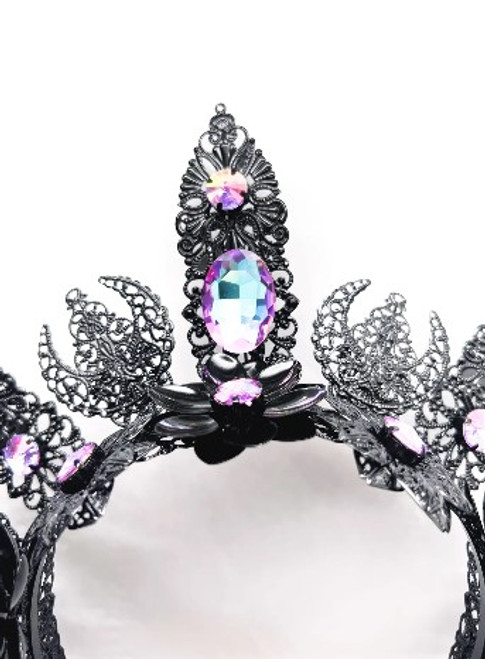 Black Halo Crown with AB Rainbowed  Crystal Jewels