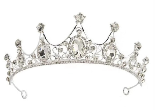 Silver Crown Crystal Rhinestone 2" Headpiece Tiara