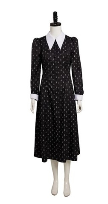 Wednesday Addams Adult Black Collared Floral Dress Costume