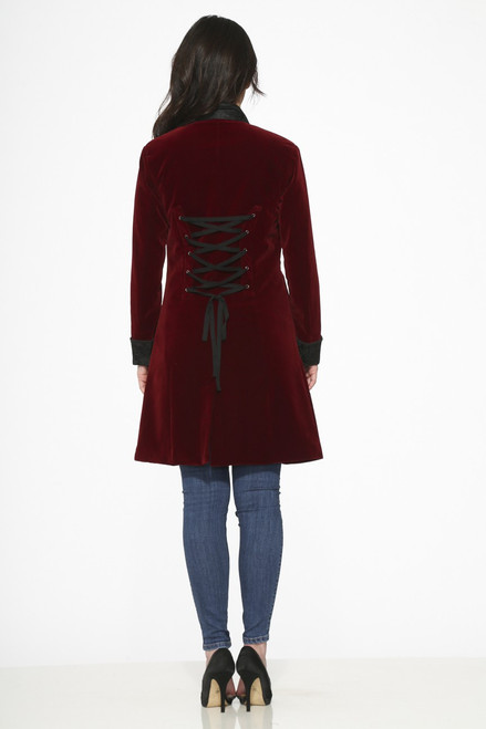 Orchid Bloom Burgundy Velvet Coat