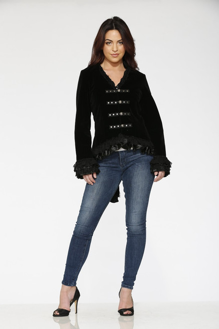 Black Velvet Tailed Jacket