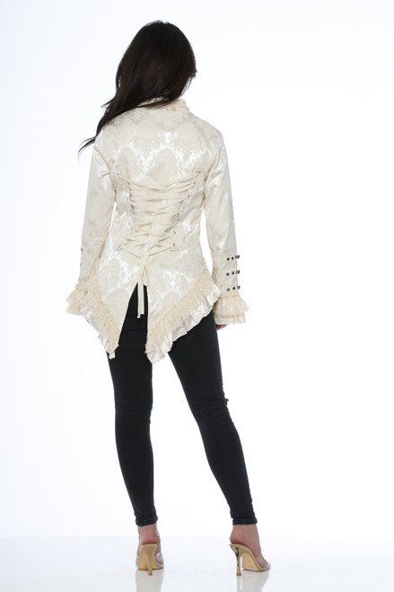 White Brocade Tailed Jacket White Brocade Tailed Jacket