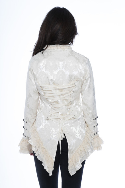 White Brocade Tailed Jacket White Brocade Tailed Jacket
