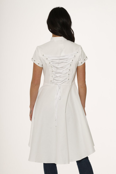 White Jacquard HiLo Dress