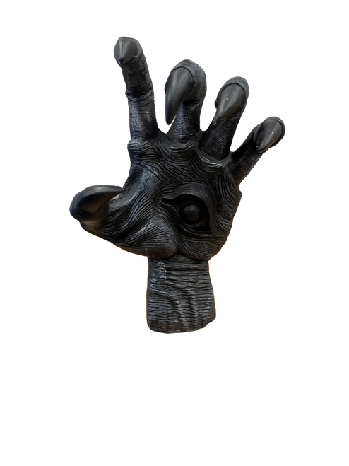 Eerie Black Hand with Eye in Palm