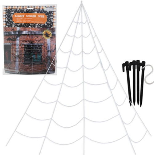 JUMBO OUTDOOR WHITE SPIDER WEB 23 X 18FT INCLUDES GROUND STAKES PB/INSERT