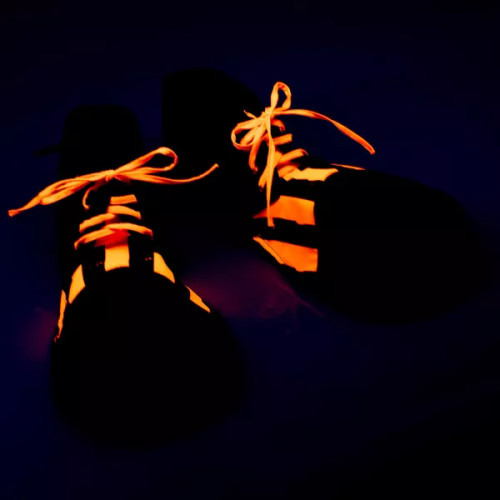 Oversized Blacklight Reactive Clown Adult Costume Shoes | Black & Orange