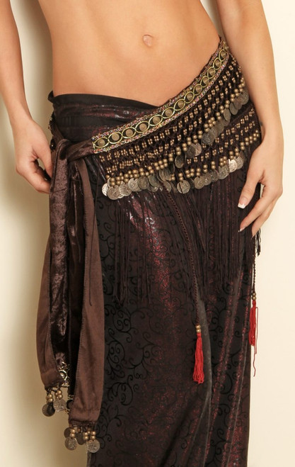 Velvet Scarf with Charms & Fringes