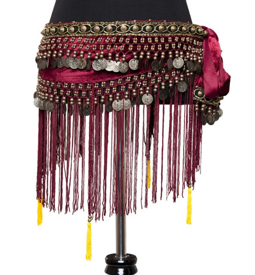 Velvet Scarf with Charms & Fringes