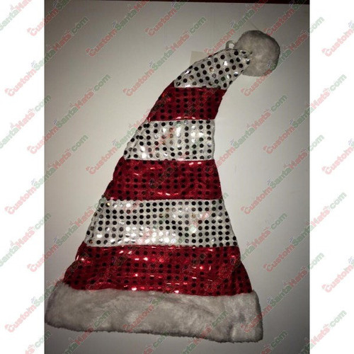 Red/White Striped Sequin Santa Hat