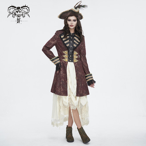 Gold embossed Red pirate coat