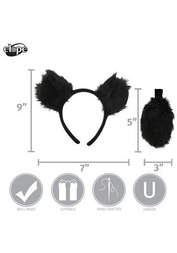 Black Bear Ears Headband & Tail Accessory Kit