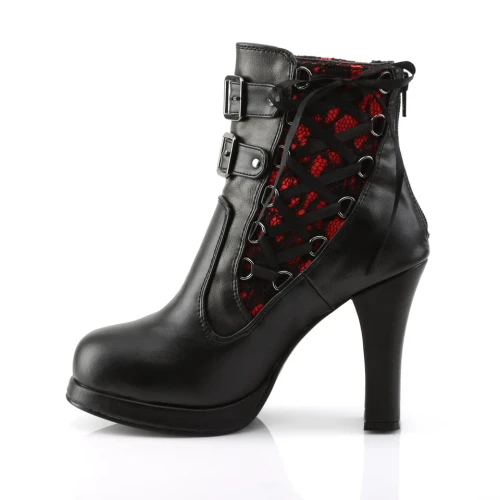 Crypto-51 Blk-Red Lace Vegan Leather, 4" Heel, 3/4" P/F
