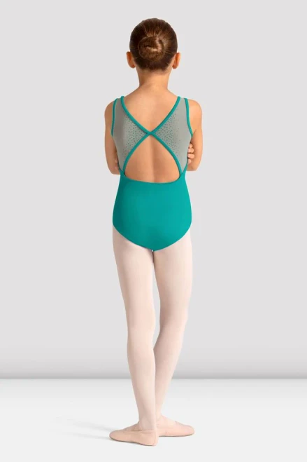 Girls Mirella Celestia Boat Neck Printed Leotard