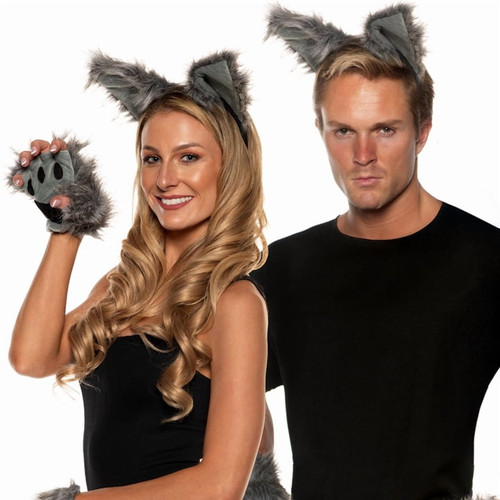 Grey Werewolf Ears, Tail, & Paw Set