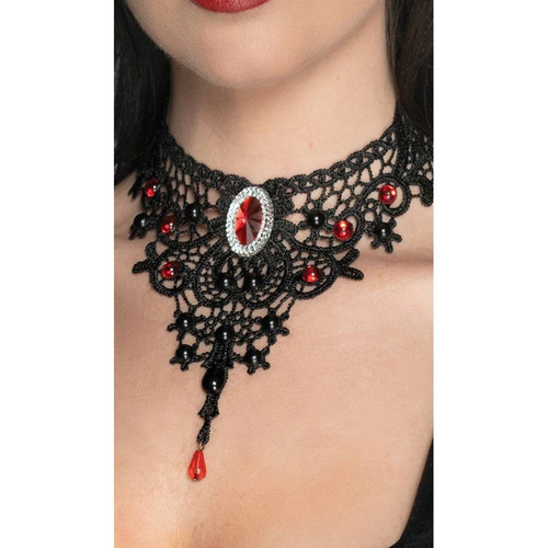 Gothic Lace choker necklace with jewels
