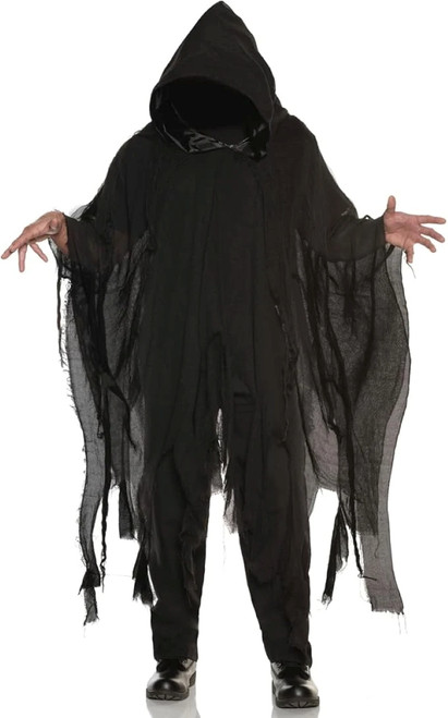 Drape yourself in darkness with this Grey Hooded Horror Cape for Adults