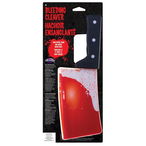 Slice. Shake. Bleed.” Bleeding Cleaver, a great addition to any horror costume.