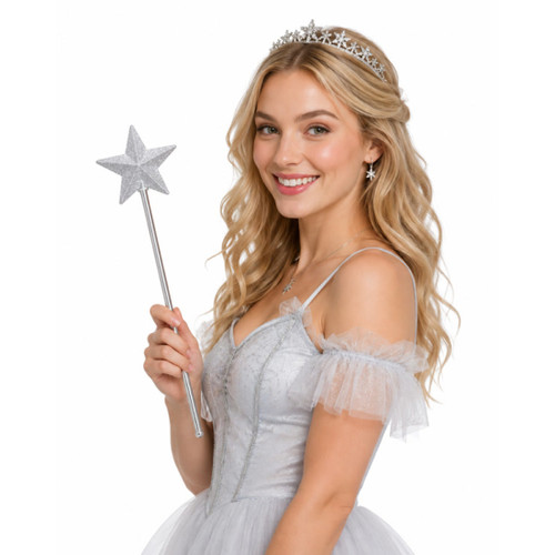 17" Silver Glitter Angel Wand