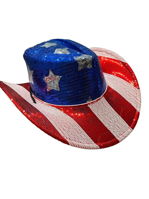 Sequin Stars and Stripes Cowboy Hat