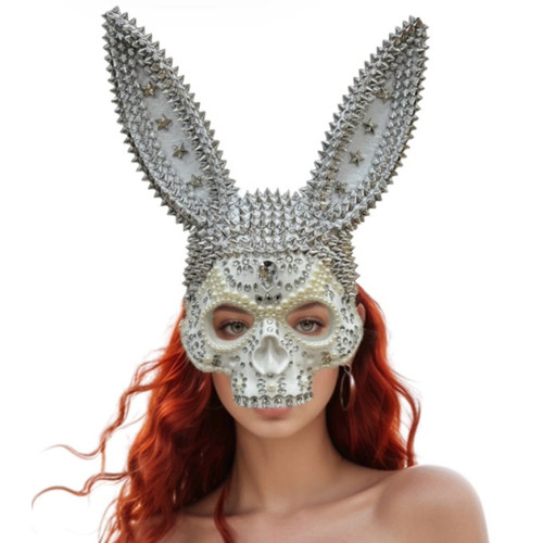 White Spiked Bunny Skull Mask