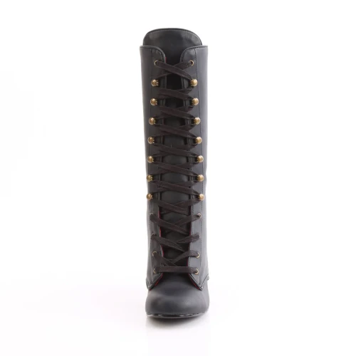 DEMONIA "Vivika-205" 3" Block Heel Boots - Black Vegan Leather