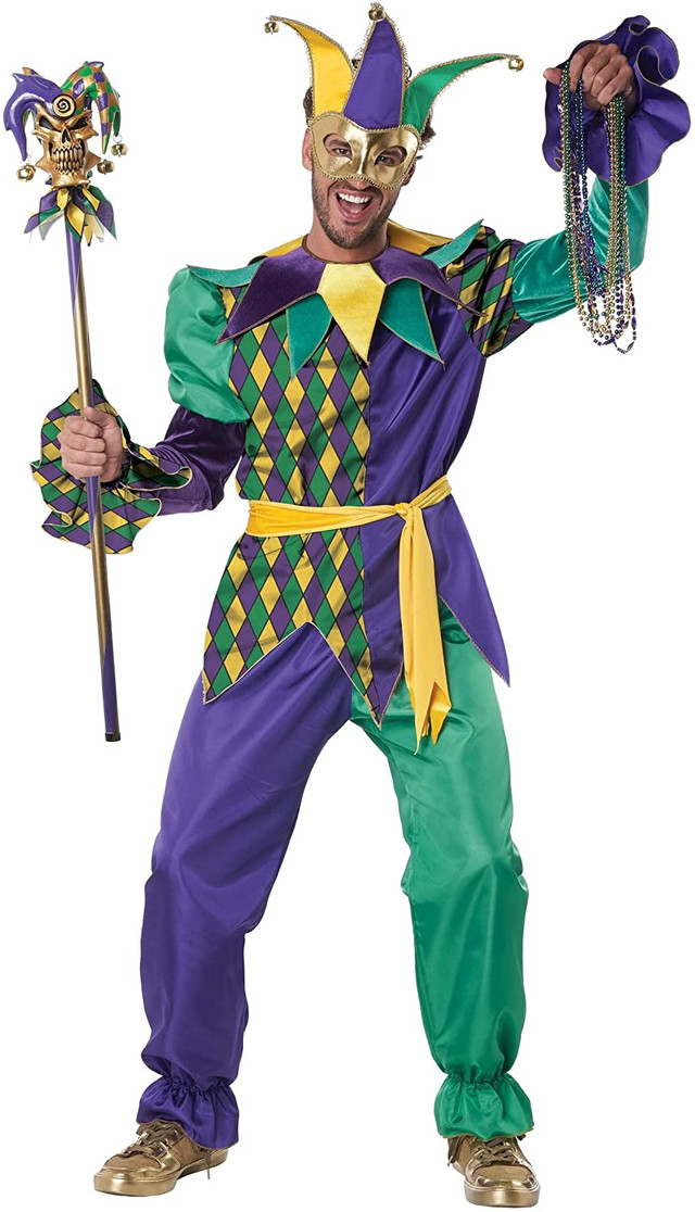 Deluxe Mardi Gras Jester Adult Costume - Imaginations Costume & Dance