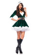 Leg Avenue Mrs. Claus Green Women's Hooded Green Santa Dress & Belt