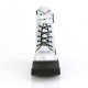 Demonia Silver Hologram Ankle Boot 4 1/2" Stacked Wedge PF
