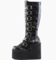 Demonia Mega Black Vegan Leather 5 1/2" (14cm) Wedge Platform Goth Punk Gogo Knee Boot