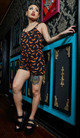 Sourpuss Orange Luna Bats Romper