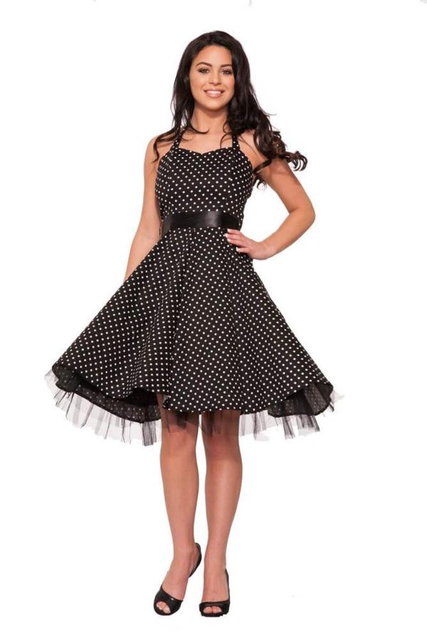 ladies black polka dot dress