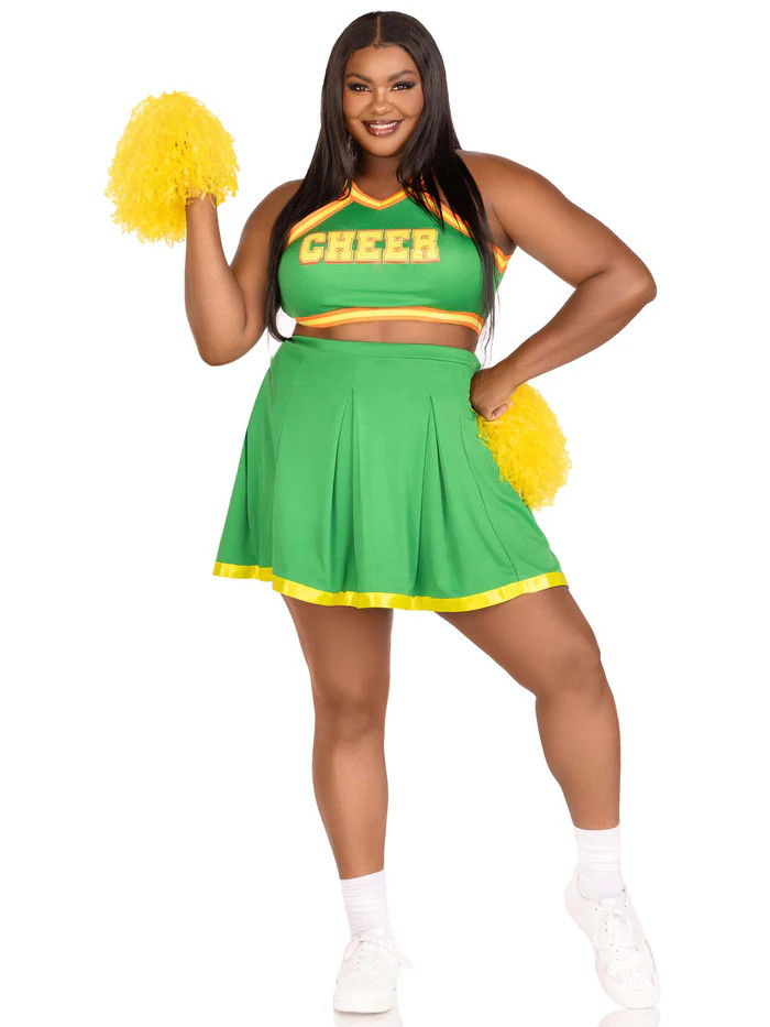 green emerald velvet dress High Spirited Cheerleader Costume Set - Green / X-Small | Adult