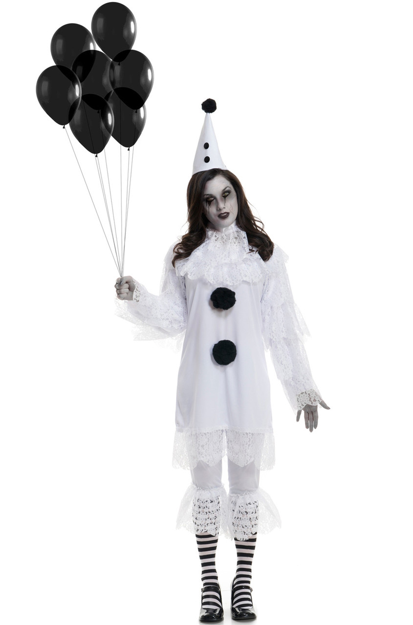 Heartbroken Clown Creepy Black /& White Adult Lace Costume Set
