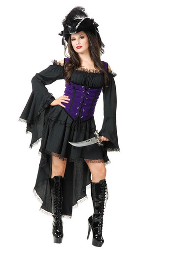 Black Pearl Pirate Lady Purple Dress Set