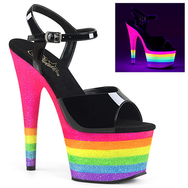 Blk/Neon Rainbow Glitter, 7