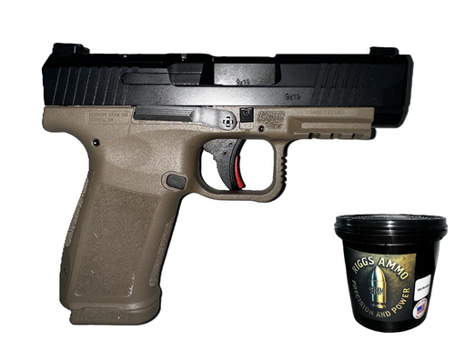 BUNDLE | CANIK METE MC9LS 9MM BLACK & TAN + 9MM BULLET BUCKET - 300 COUNT