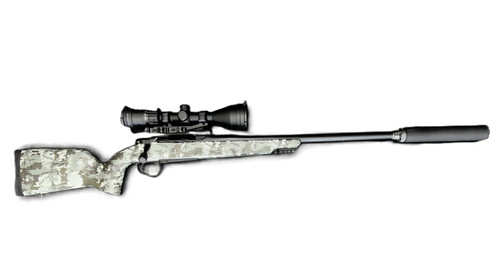 CHRISTENSEN ARMS EVOKE HUNTER 22 CR + SIG BUCKMASTERS 3-9X50 SCOPE + AAC JAEGER SILENCER