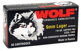 Wolf - 9mm - 115gr FMJ Performance - 50rd