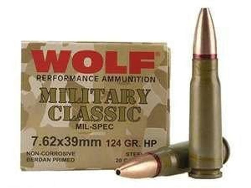 Wolf - 7.62x39 - 124gr HP Military Classic - 20rd Wolf - 7.62x39 - 124gr HP Military Classic - 20rd
