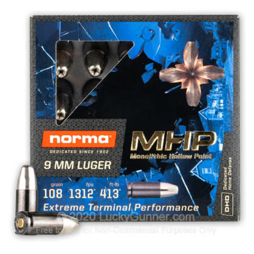 Norma - 9mm - 108gr Monolithic HP - 20rd