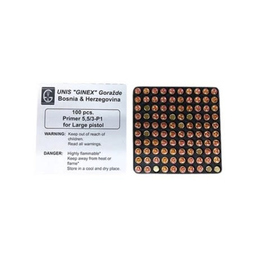 Ginex - Large Pistol Primers - 100ct Ginex - Large Pistol Primers - 100ct