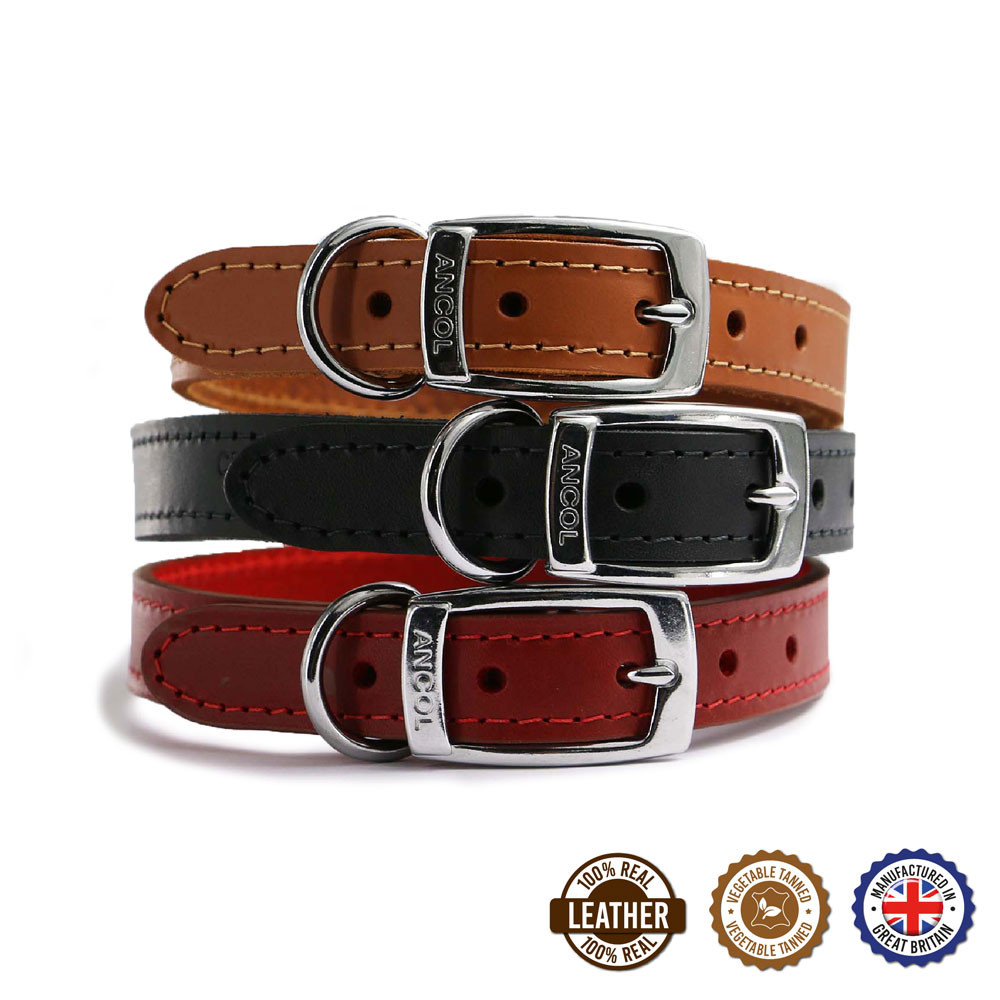 Ancol Latigo Leather Dog Collar Ancol Latigo Leather Collar Havana