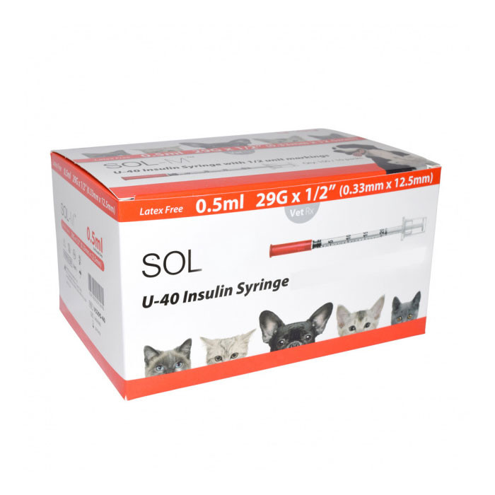 SolVet U40 Insulin Syringes 0.5ml and 1ml Pack of 100