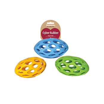 Rosewood Cyber Rubber Lattice Rugby Ball Dog Toy