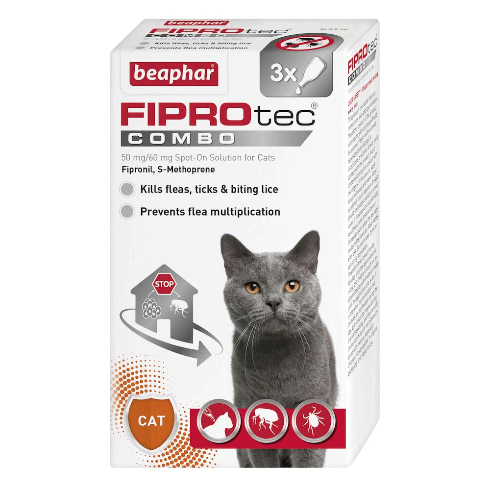 Beaphar FIPROtec COMBO Flea & Tick Spot On for Cats (pack of 3)