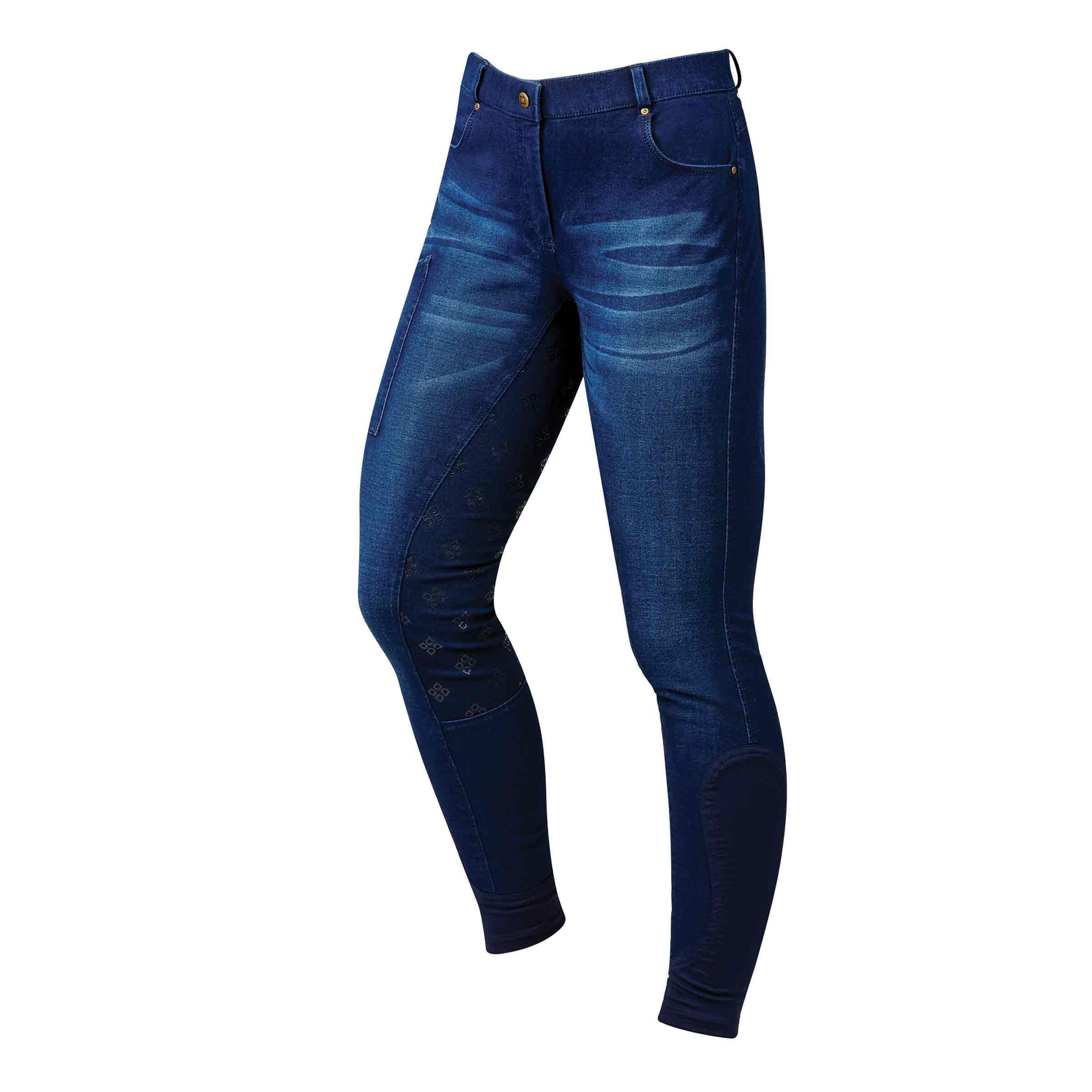 Dublin Shona Full Grip Silicone Print Denim Breeches - Light Blue